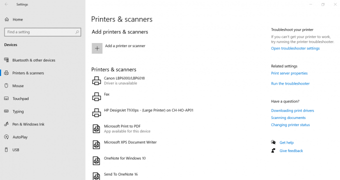 Impressoras e scanners do Windows