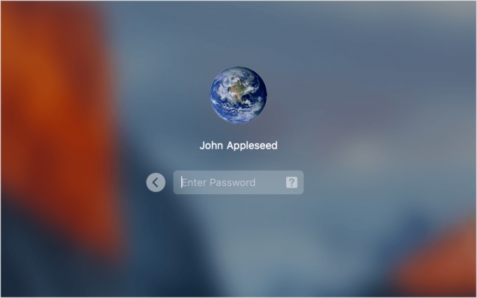 Pantalla de login en macOS