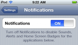 Désactiver les notifications iOS 5