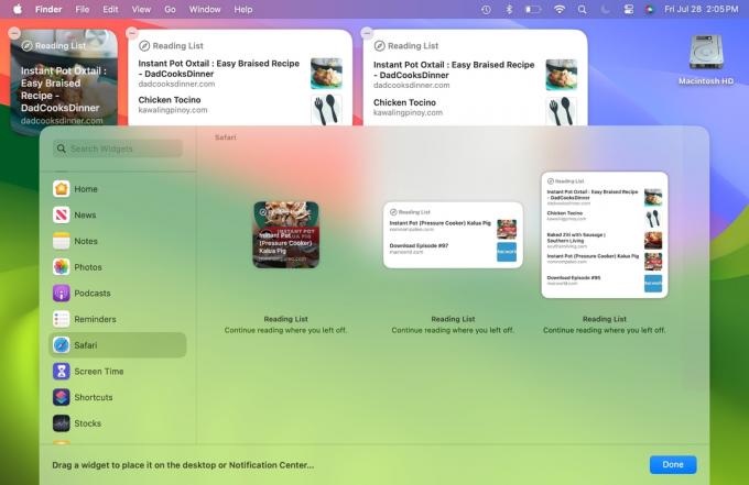 Widget van de schrijflijst in macOS Sonoma