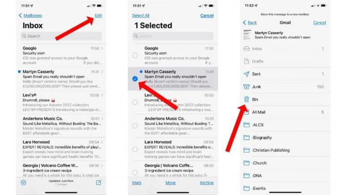 Como borrar e-mail sem abrir no iPhone