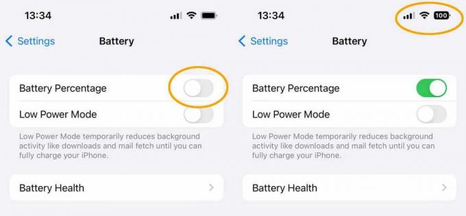 iOS 16 batteriprosentinnstillinger