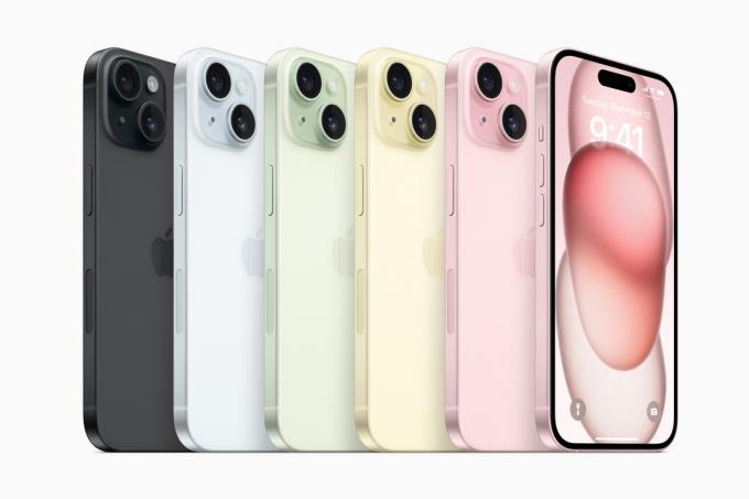 iPhone 15 en différentes couleurs