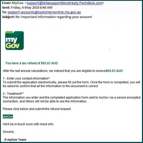 scamwatch عملية احتيال mygov الضريبية