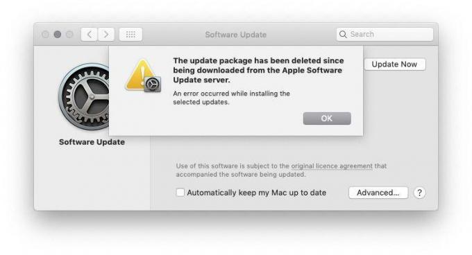 updatespakket is verwijderd sinds het werd gedownload van de Apple software-updateserver