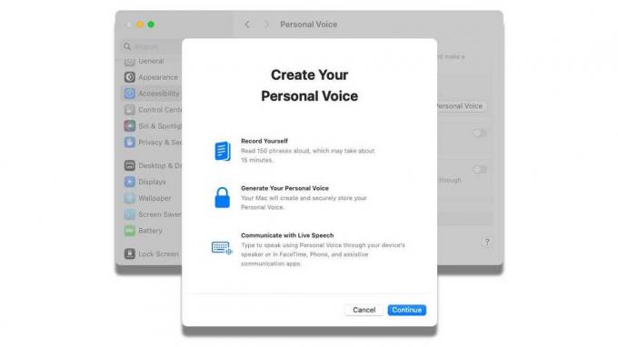 macOS Sonoma Personal Voice crée une introduction