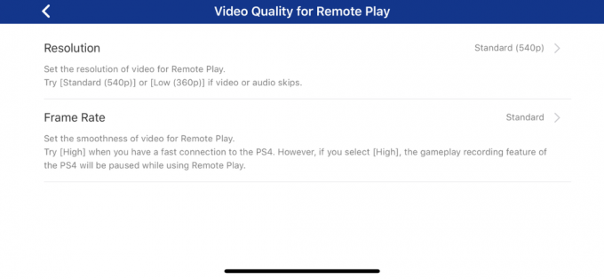 Resolução do PS Remote Play