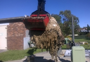  Servietter fjernes fra en forstads pumpestation - foto leveret af Sydney Water