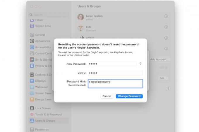 Cambia password Mac un altro utente