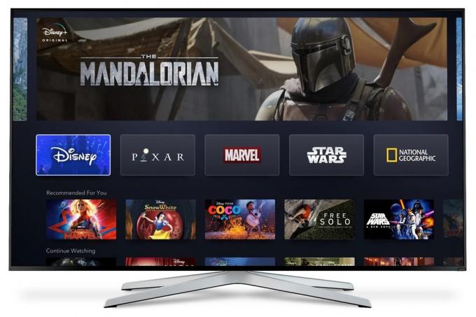 Disney+ startscherm op een tv