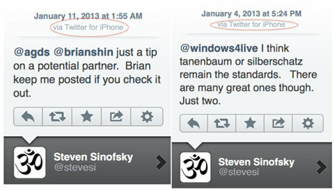 Tweet van Steve Sinofsky vanaf iPhone