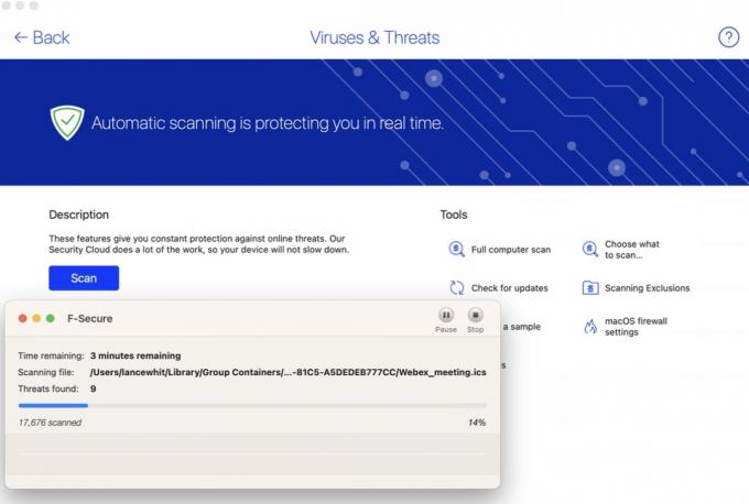 Met F-Secure Total voor de Mac kunt u een volledige virusscan uitvoeren, maar geen snelle scan of geplande scan