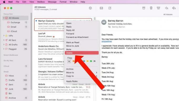 Como remover e-mail sem abrir no Mac